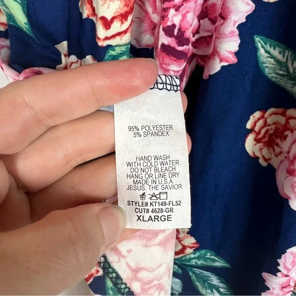 Reb & J girls navy floral peplum sleeve girls dress SZ XL - Picture 6 of 9